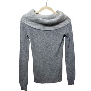 Theory Cashmere Off Shoulder Foldover Grey Sweater Women’s Sz. P